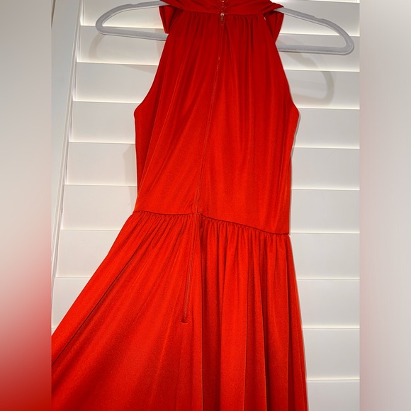 VTG 70s Donald Brooks Orange Crepe Grecian Jumpsuit Dramatic Wide Leg USA - Picture 6 of 13